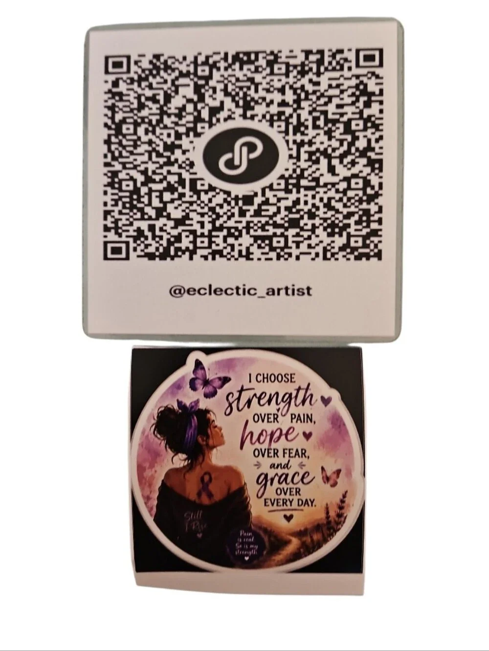 Handmade Chronic Pain Warrior Vinyl Sticker Hope Over Fear Purple Butterfly 3x3 - Picture 7 of 17